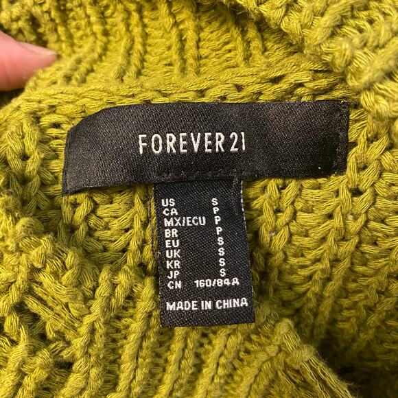 Forever 21 Ribbed Distressed Sweater Womens Size S Olive Green Grunge - Picture 2 of 8